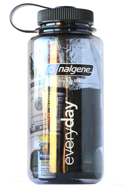 Example Nalgene bottle survival kit